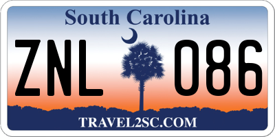 SC license plate ZNL086