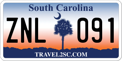 SC license plate ZNL091