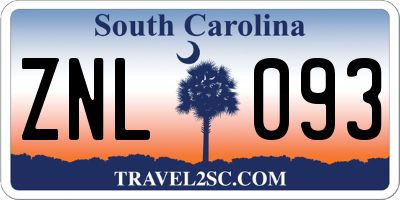 SC license plate ZNL093