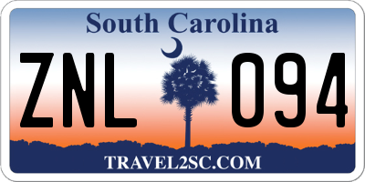 SC license plate ZNL094