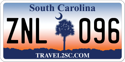 SC license plate ZNL096