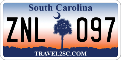 SC license plate ZNL097