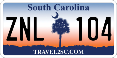 SC license plate ZNL104