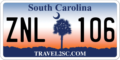 SC license plate ZNL106