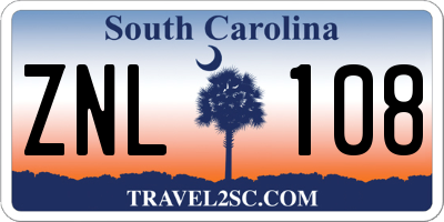 SC license plate ZNL108
