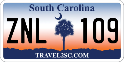 SC license plate ZNL109