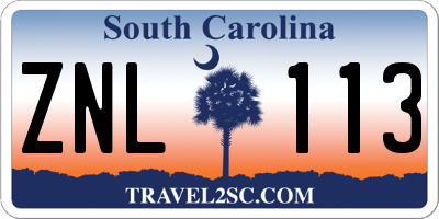SC license plate ZNL113