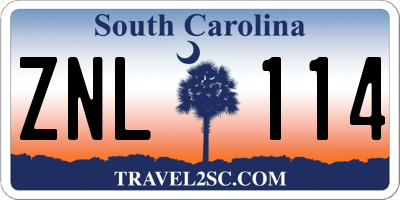 SC license plate ZNL114