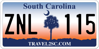 SC license plate ZNL115