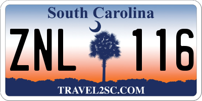 SC license plate ZNL116