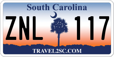 SC license plate ZNL117