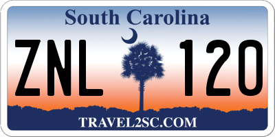 SC license plate ZNL120