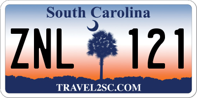 SC license plate ZNL121