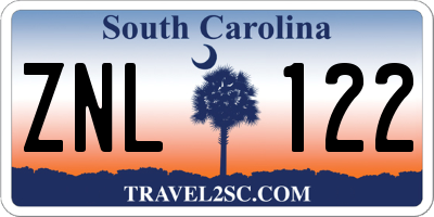 SC license plate ZNL122