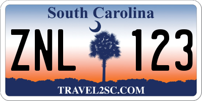 SC license plate ZNL123