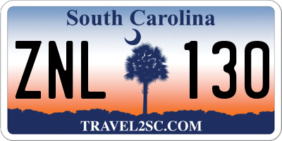 SC license plate ZNL130