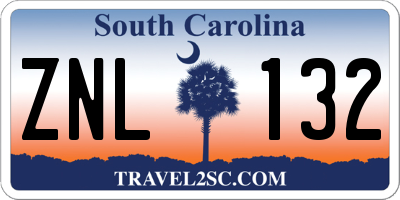 SC license plate ZNL132