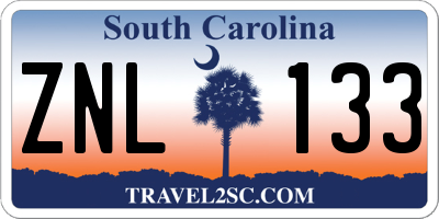 SC license plate ZNL133