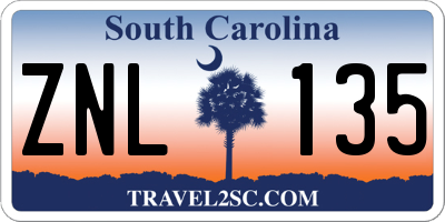 SC license plate ZNL135