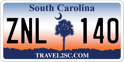 SC license plate ZNL140