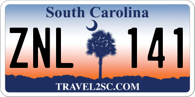 SC license plate ZNL141