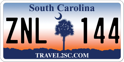 SC license plate ZNL144