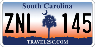 SC license plate ZNL145