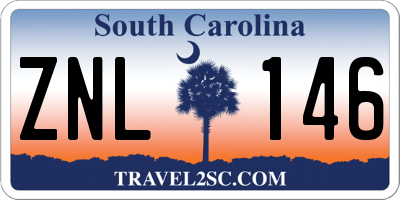 SC license plate ZNL146