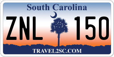 SC license plate ZNL150