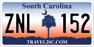 SC license plate ZNL152