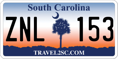 SC license plate ZNL153