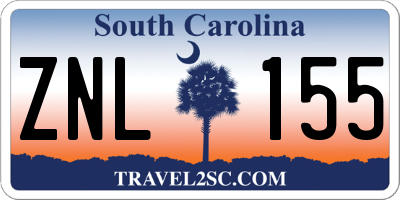 SC license plate ZNL155