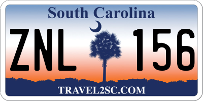 SC license plate ZNL156