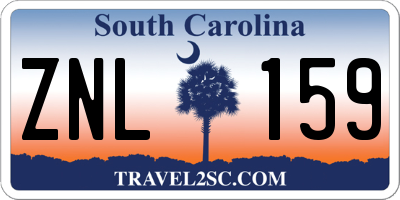 SC license plate ZNL159