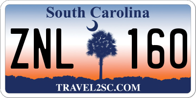 SC license plate ZNL160