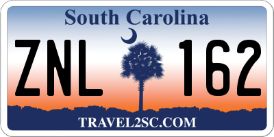 SC license plate ZNL162
