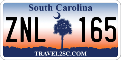 SC license plate ZNL165