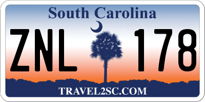 SC license plate ZNL178