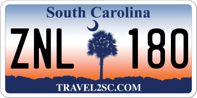 SC license plate ZNL180