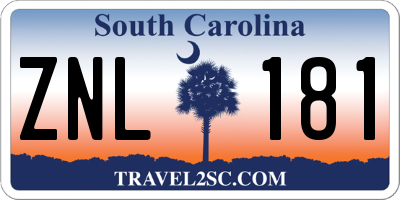 SC license plate ZNL181