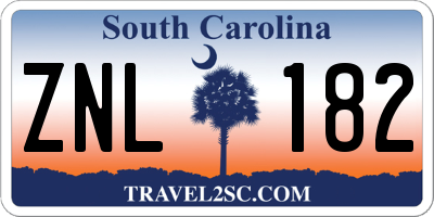 SC license plate ZNL182