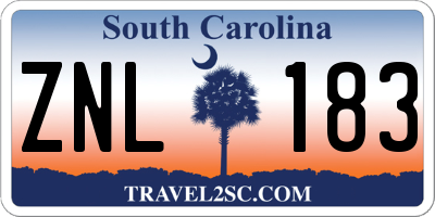 SC license plate ZNL183