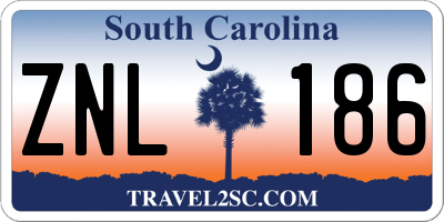 SC license plate ZNL186