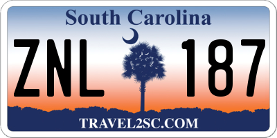 SC license plate ZNL187