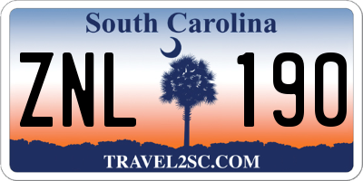 SC license plate ZNL190