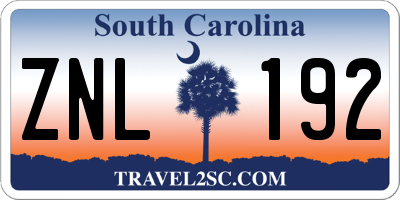 SC license plate ZNL192