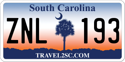SC license plate ZNL193