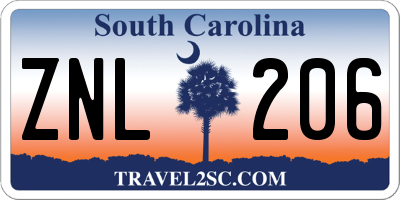 SC license plate ZNL206