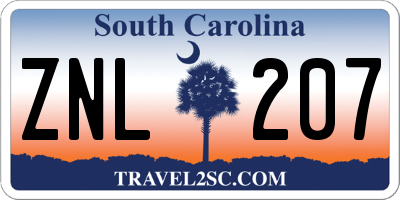SC license plate ZNL207