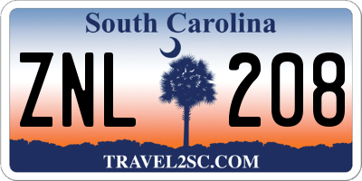 SC license plate ZNL208